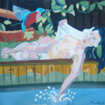 Water nymph with kingfisher (40 x 40 inches) 2018, SOLD